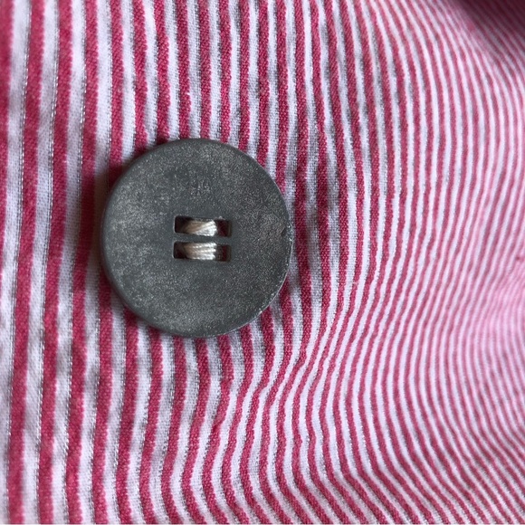 LAL Live A Little Cotton Blend Red / White Stripe Button Front Blazer Jacket L - Picture 9 of 12